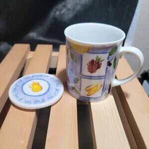 Fruit Tea Coffee Mug Cup with Lid and Handle